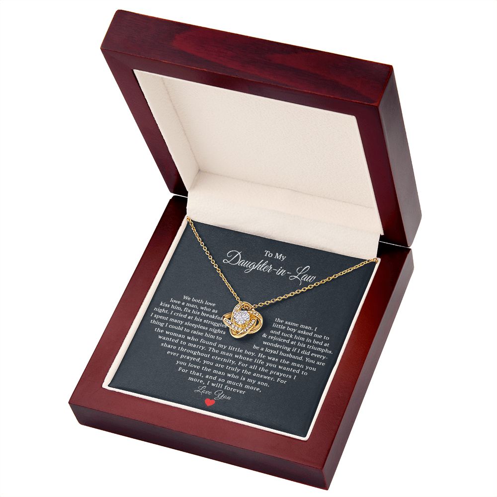 TO MY DAUGHTER IN LAW HEART LOVE KNOT NECKLACE GIFT SET