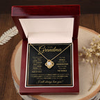 TO MY GRANDMA NEVER ENDING GOLD LOVE KNOT NECKLACE GIFT SET