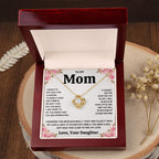TO MY MOM FROM DAUGHTER SQUEEZED LOVE KNOT NECKLACE GIFT SET