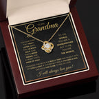 TO MY GRANDMA NEVER ENDING GOLD LOVE KNOT NECKLACE GIFT SET