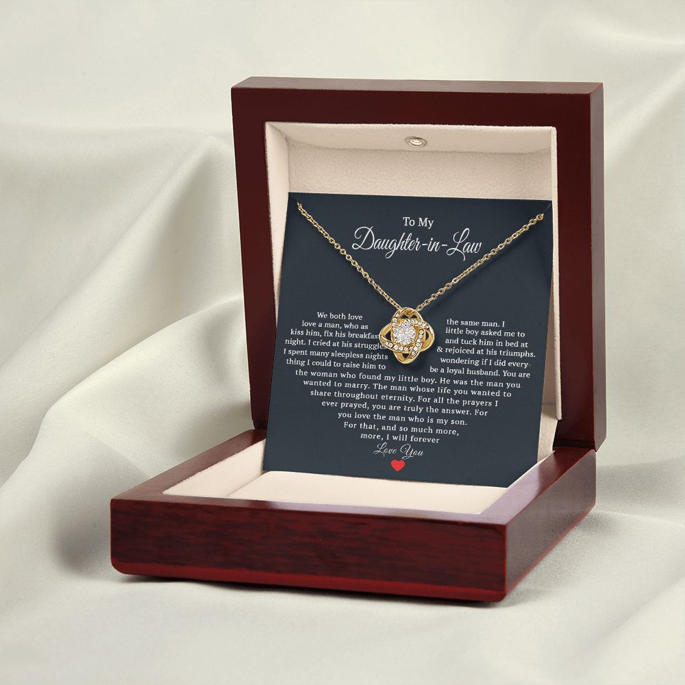TO MY DAUGHTER IN LAW HEART LOVE KNOT NECKLACE GIFT SET