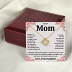 TO MY MOM FROM DAUGHTER SQUEEZED LOVE KNOT NECKLACE GIFT SET