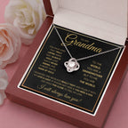TO MY GRANDMA NEVER ENDING GOLD LOVE KNOT NECKLACE GIFT SET