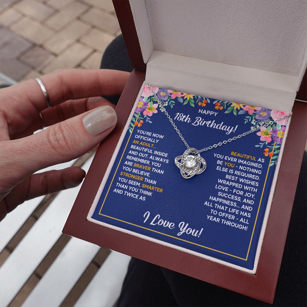 18TH BIRTHDAY WRAPPED LOVE KNOT NECKLACE GIFT SET