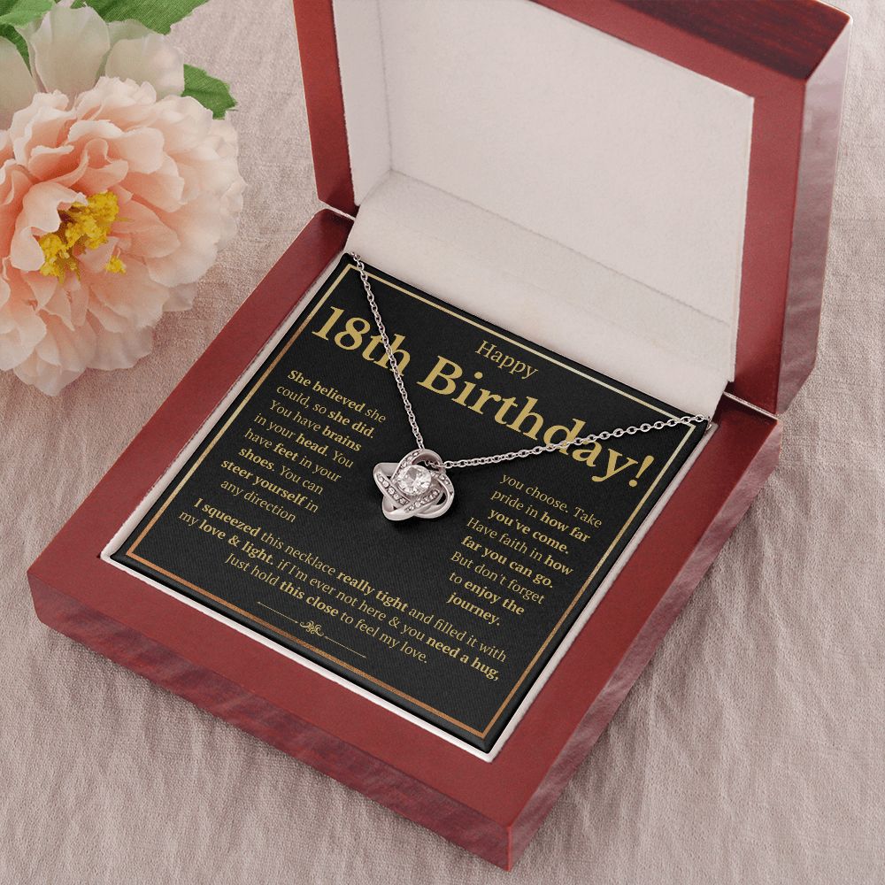 18TH BIRTHDAY SQUEEZED LOVE KNOT NECKLACE GIFT SET