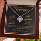 TO MY GRANDMA NEVER ENDING GOLD LOVE KNOT NECKLACE GIFT SET