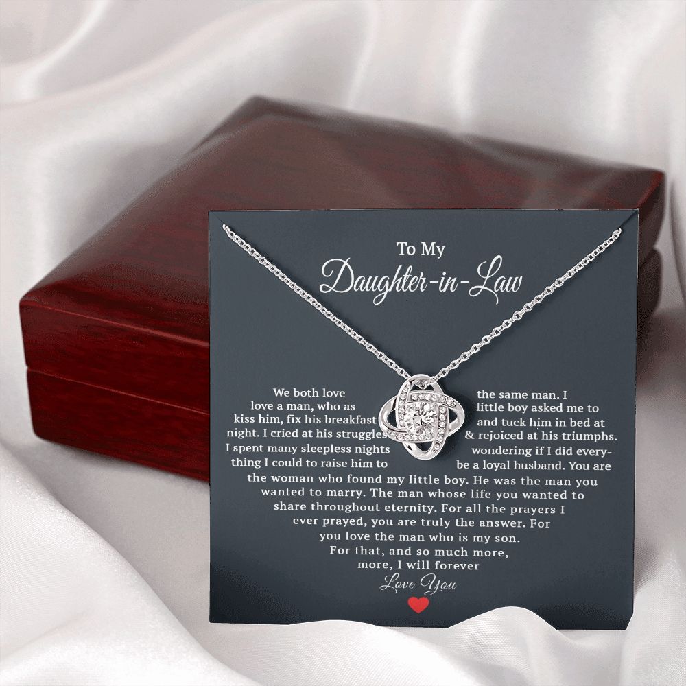 TO MY DAUGHTER IN LAW HEART LOVE KNOT NECKLACE GIFT SET