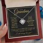 TO MY GRANDMA NEVER ENDING GOLD LOVE KNOT NECKLACE GIFT SET