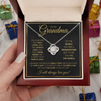 TO MY GRANDMA NEVER ENDING GOLD LOVE KNOT NECKLACE GIFT SET
