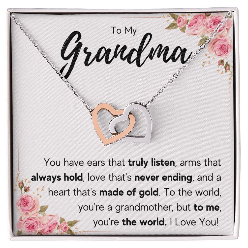 TO MY GRANDMA NEVER ENDING INTERLOCKING HEARTS NECKLACE GIFT SET