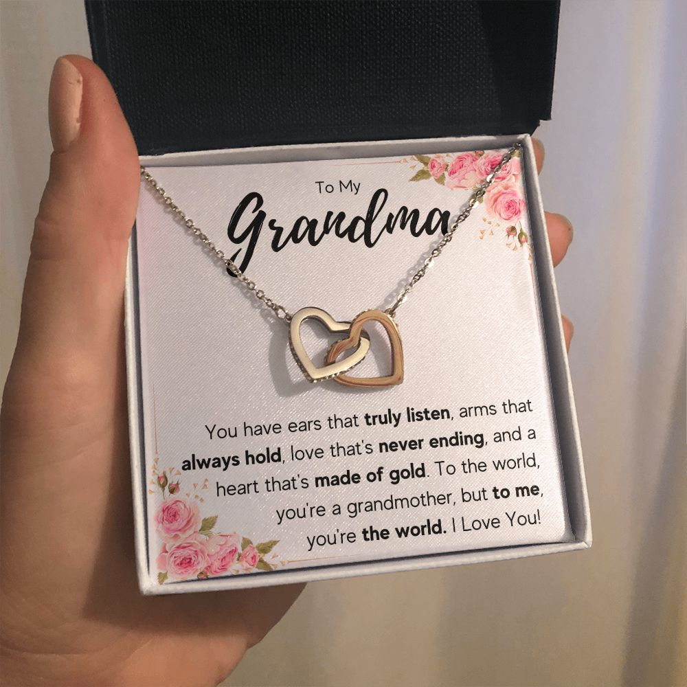 TO MY GRANDMA NEVER ENDING INTERLOCKING HEARTS NECKLACE GIFT SET