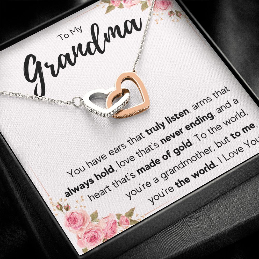 TO MY GRANDMA NEVER ENDING INTERLOCKING HEARTS NECKLACE GIFT SET