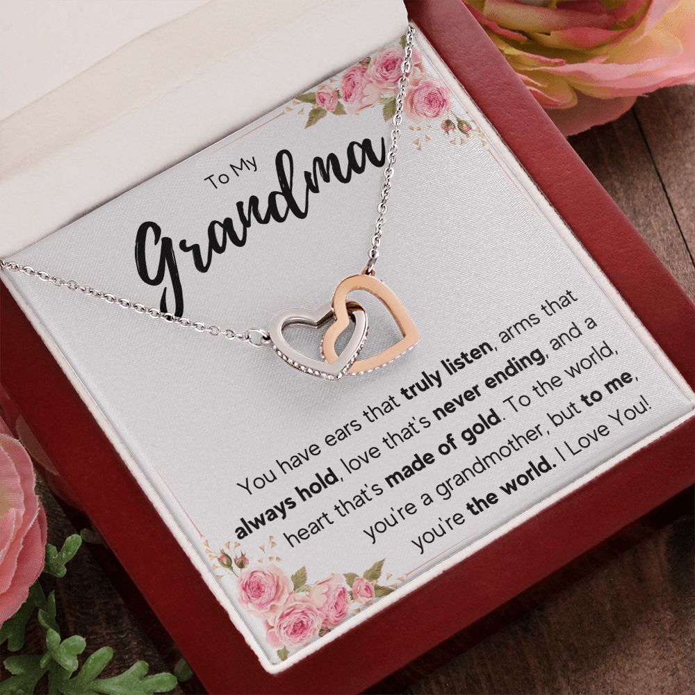 TO MY GRANDMA NEVER ENDING INTERLOCKING HEARTS NECKLACE GIFT SET