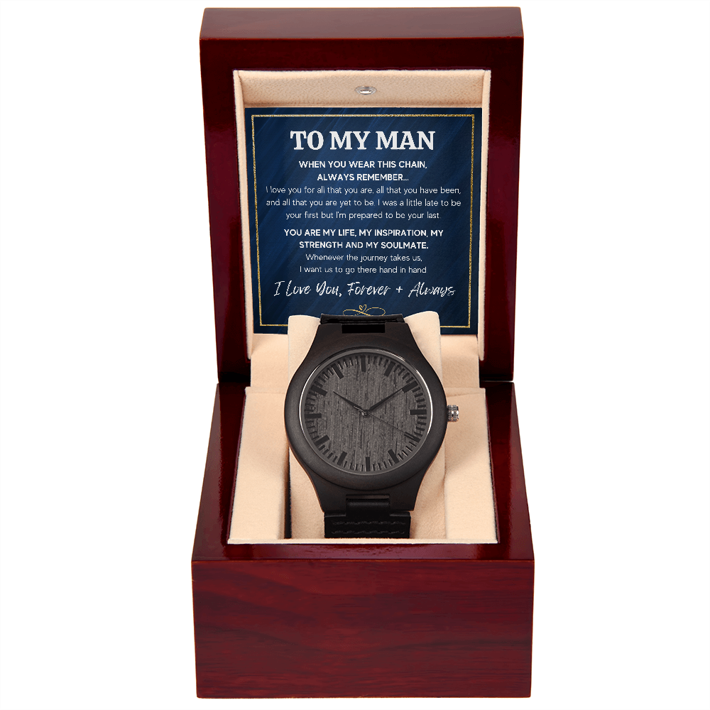 TO MY MAN INSPIRATION WOODEN WATCH WITH MESSAGE CARD