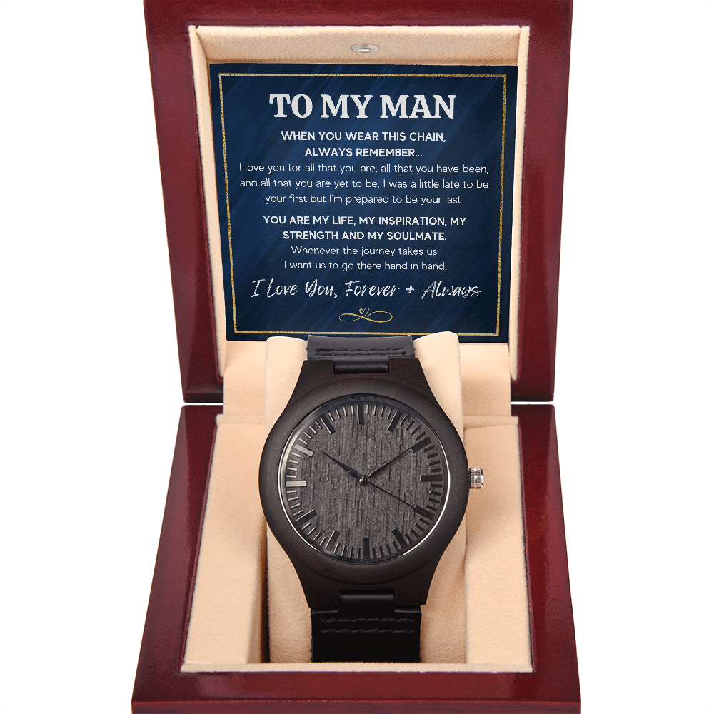 TO MY MAN INSPIRATION WOODEN WATCH WITH MESSAGE CARD