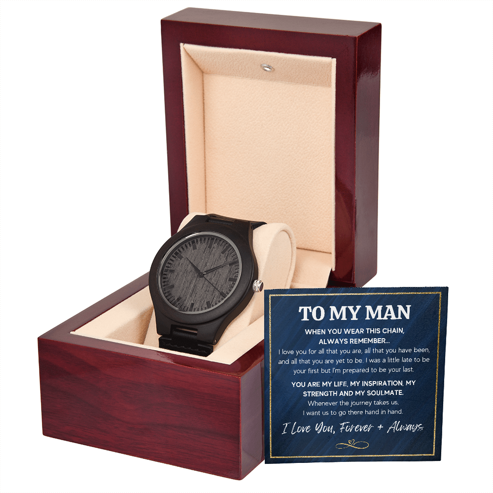 TO MY MAN INSPIRATION WOODEN WATCH WITH MESSAGE CARD