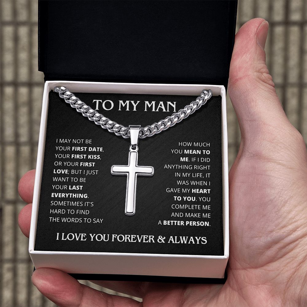 TO MY MAN LAST EVERYTHING CROSS CHAIN GIFT SET