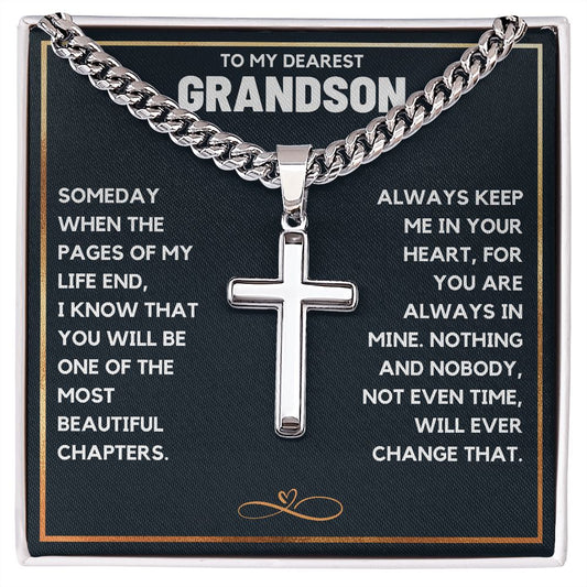 TO MY GRANDSON CHAPTERS CROSS CHAIN GIFT SET