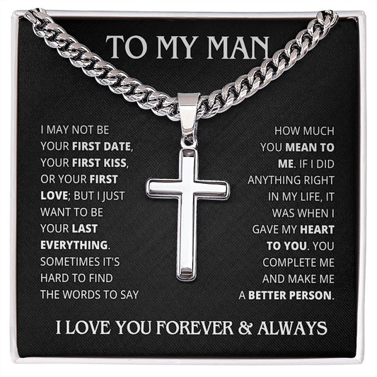 TO MY MAN LAST EVERYTHING CROSS CHAIN GIFT SET