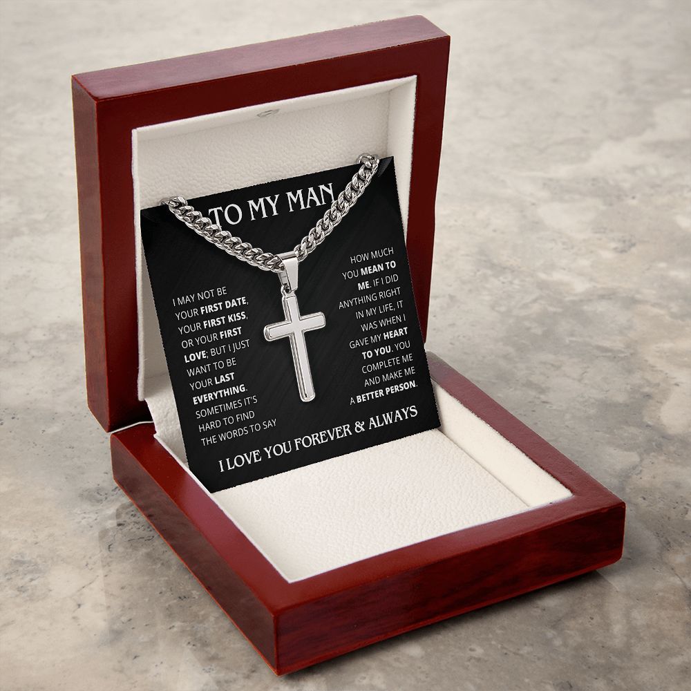 TO MY MAN LAST EVERYTHING CROSS CHAIN GIFT SET