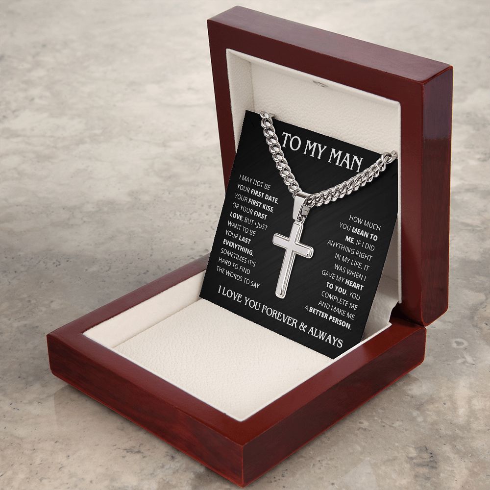 TO MY MAN LAST EVERYTHING CROSS CHAIN GIFT SET