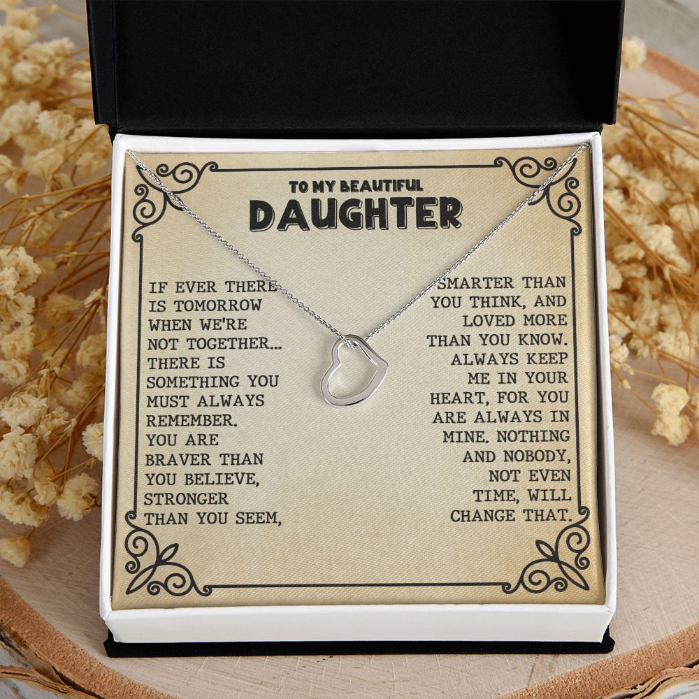 Daughter - Be Brave - Delicate Heart Necklace
