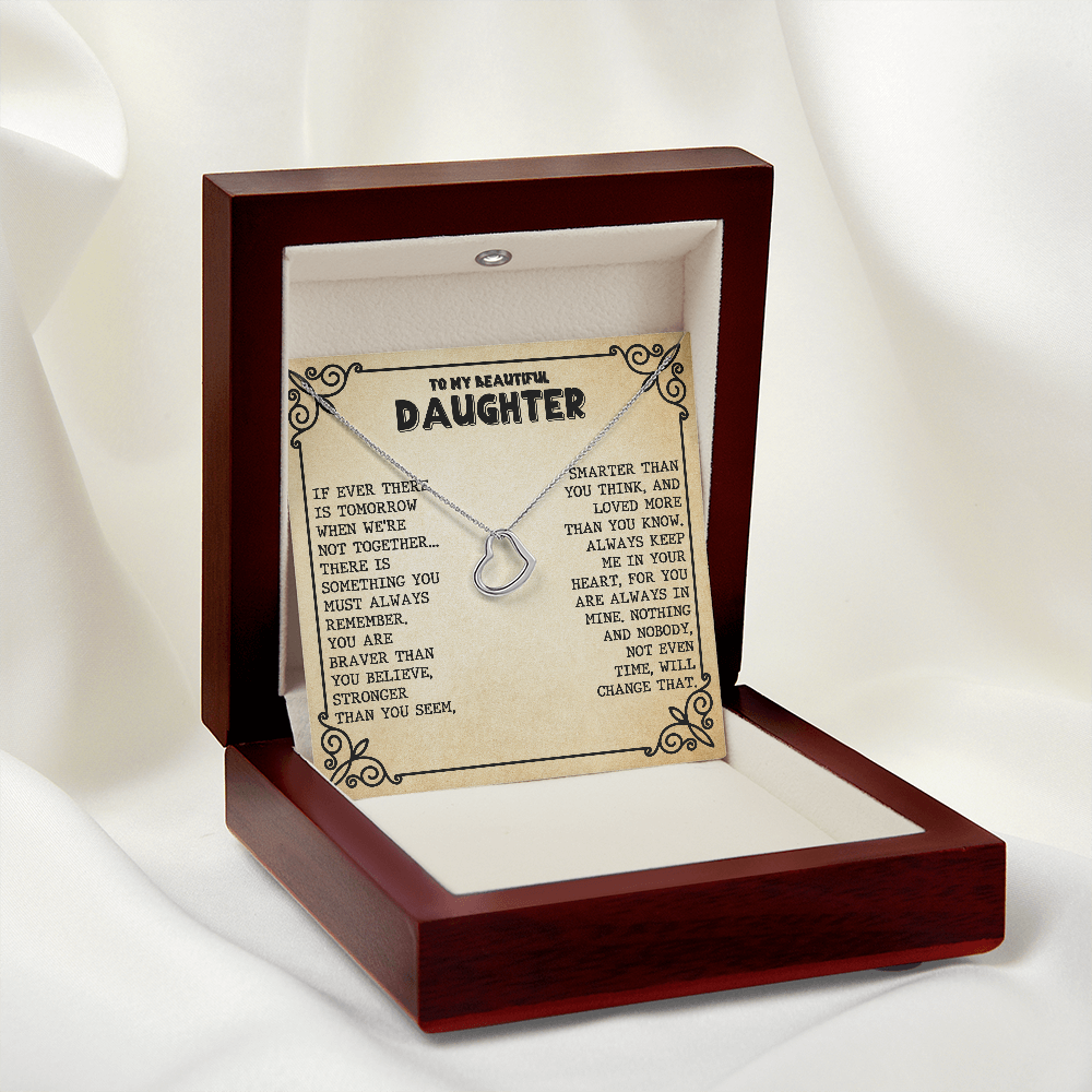 Daughter - Be Brave - Delicate Heart Necklace