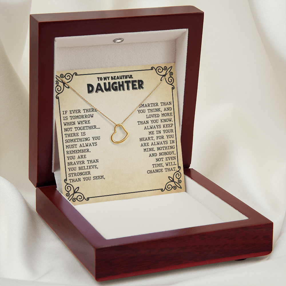 Daughter - Be Brave - Delicate Heart Necklace