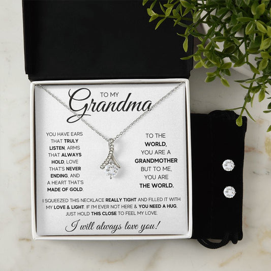 TO MY GRANDMA SQUEEZED ALLURING BEAUTY NECKLACE AND EARRINGS GIFT SET
