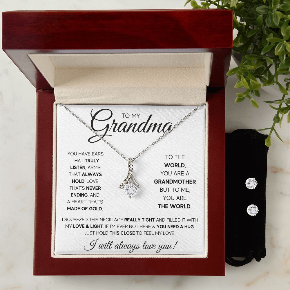 TO MY GRANDMA SQUEEZED ALLURING BEAUTY NECKLACE AND EARRINGS GIFT SET