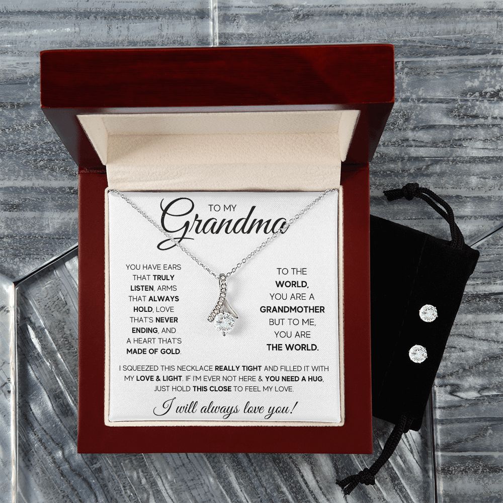 TO MY GRANDMA SQUEEZED ALLURING BEAUTY NECKLACE AND EARRINGS GIFT SET