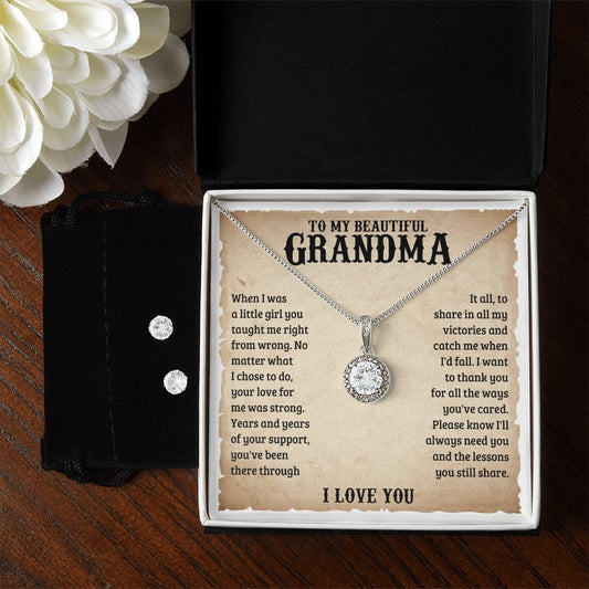 TO MY BEAUTIFUL GRANDMA LESSONS ETERNAL HOPE NECKLACE AND EARRINGS SET