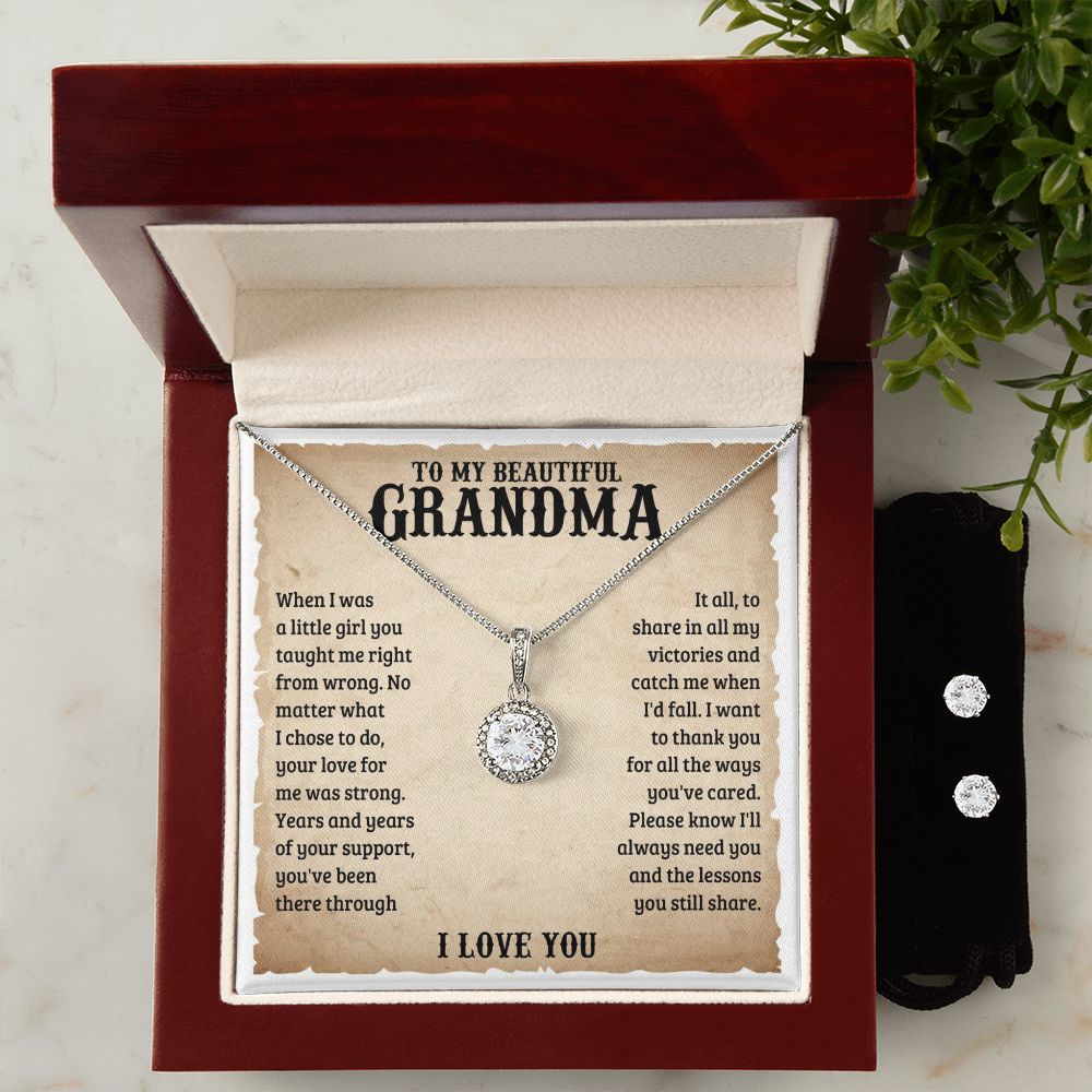 TO MY BEAUTIFUL GRANDMA LESSONS ETERNAL HOPE NECKLACE AND EARRINGS SET