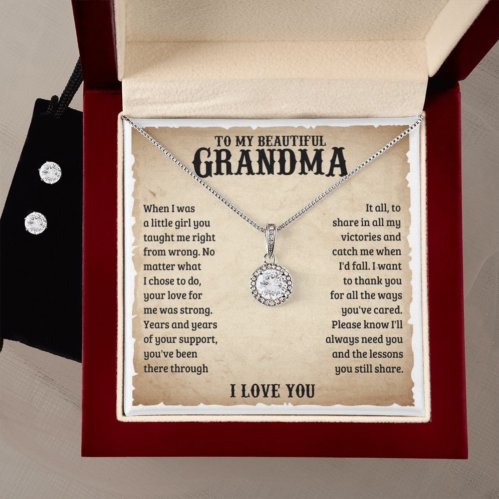 TO MY BEAUTIFUL GRANDMA LESSONS ETERNAL HOPE NECKLACE AND EARRINGS SET
