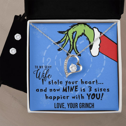 TO MY SEXY WIFE FOREVER LOVE EARRING SET - GRINCH