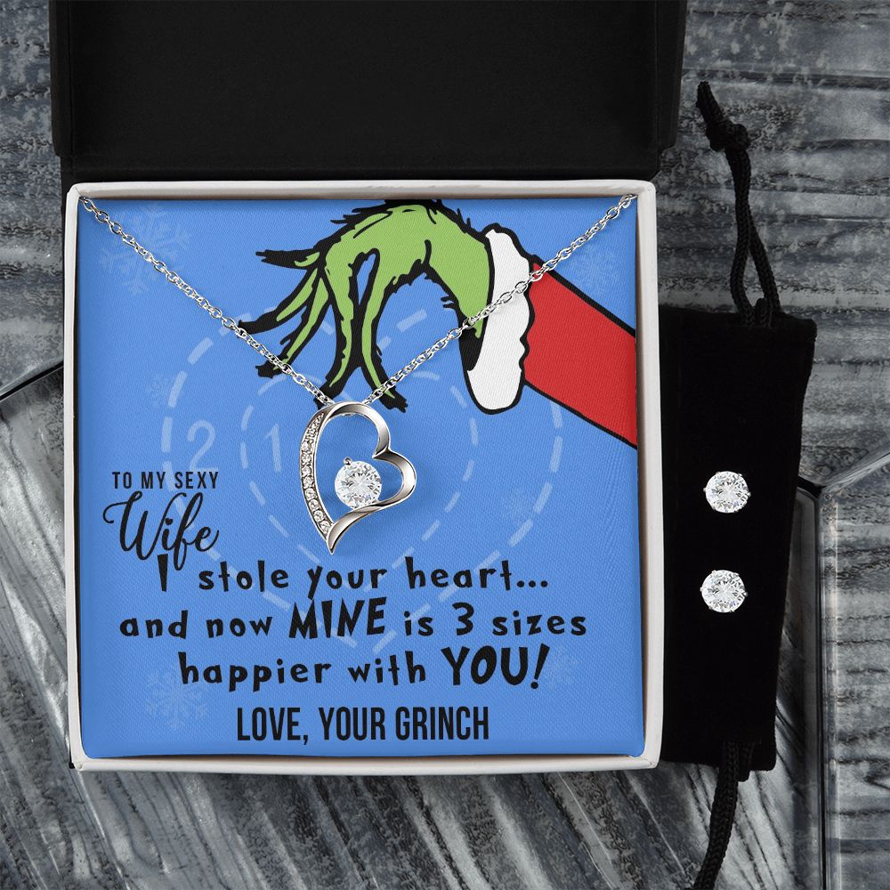 TO MY SEXY WIFE FOREVER LOVE EARRING SET - GRINCH