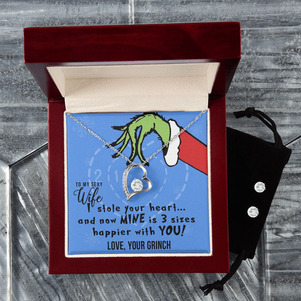 TO MY SEXY WIFE FOREVER LOVE EARRING SET - GRINCH