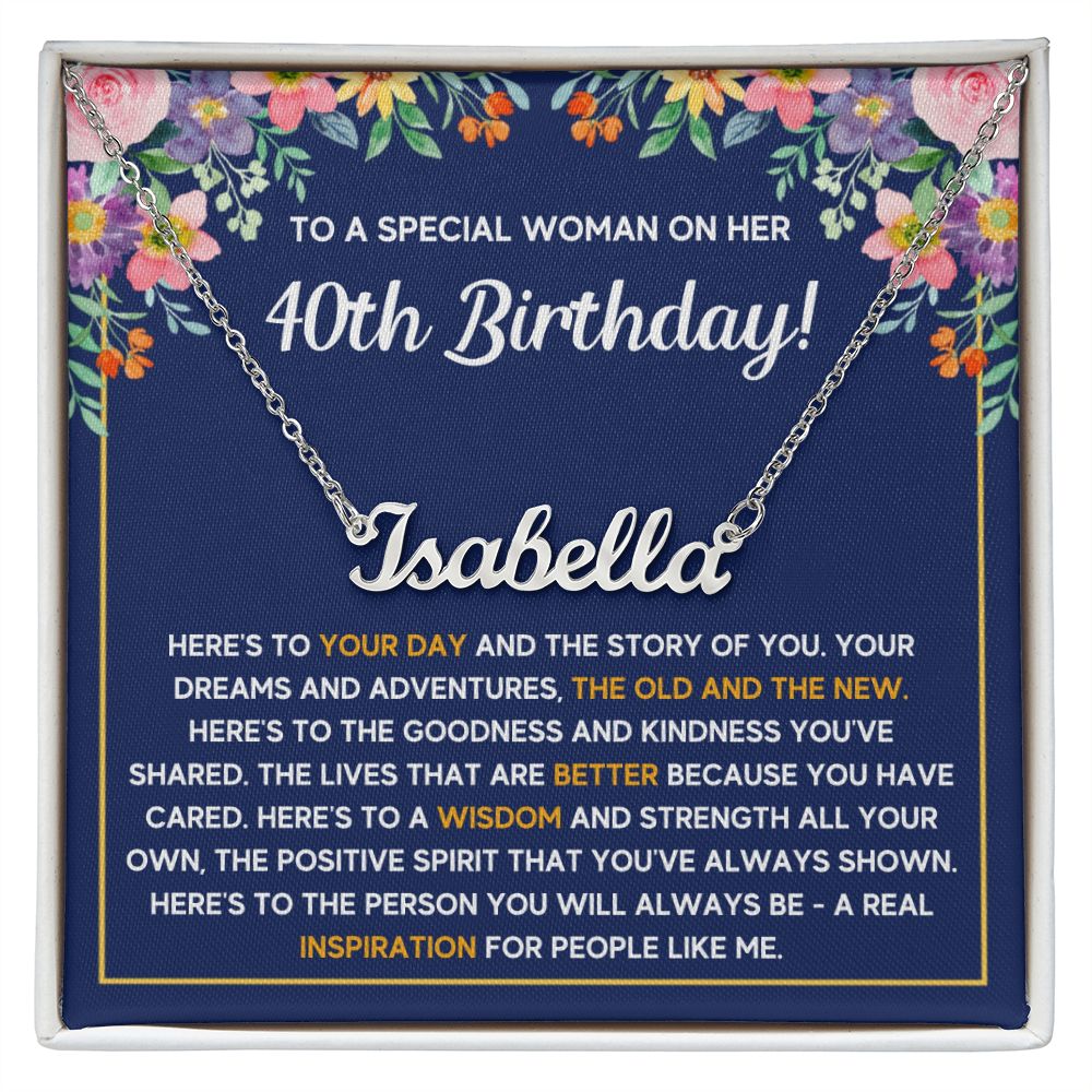 40TH BIRTHDAY PINK WISDOM CUSTOM NAME NECKLACE