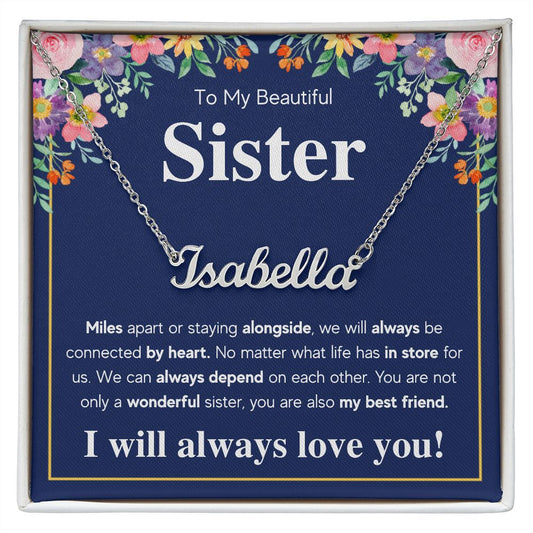 TO MY SISTER CONNECTED NAME NECKLACE GIFT SET