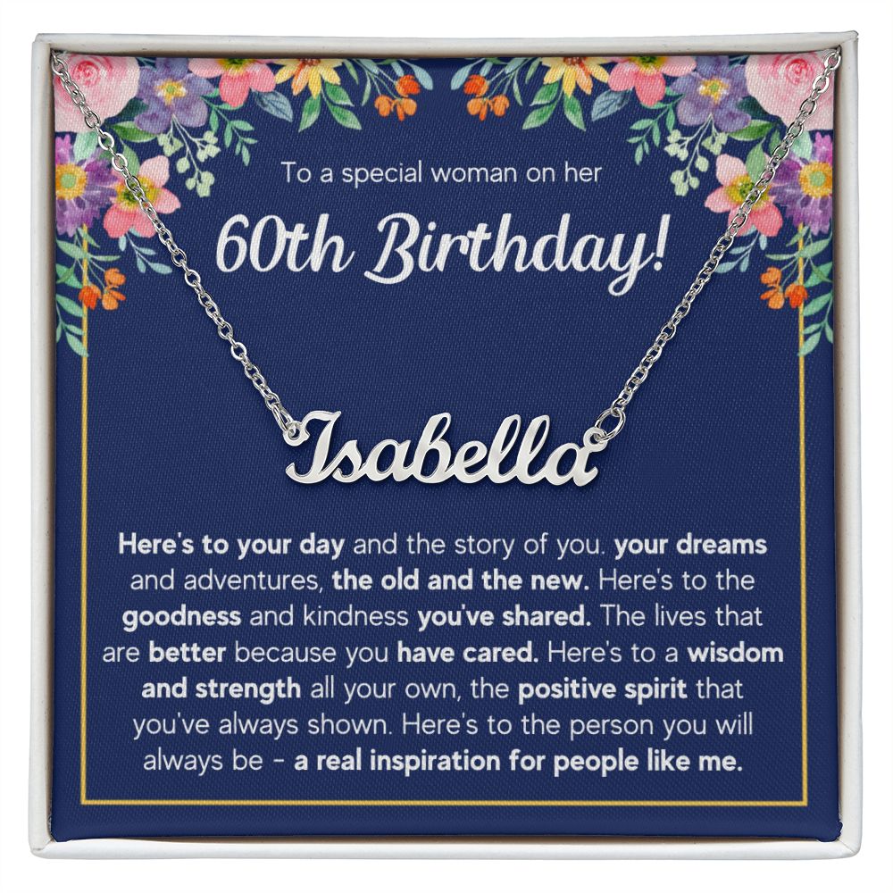 60TH BIRTHDAY PINK WISDOM CUSTOM NAME NECKLACE