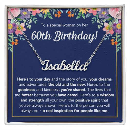 60TH BIRTHDAY PINK WISDOM CUSTOM NAME NECKLACE