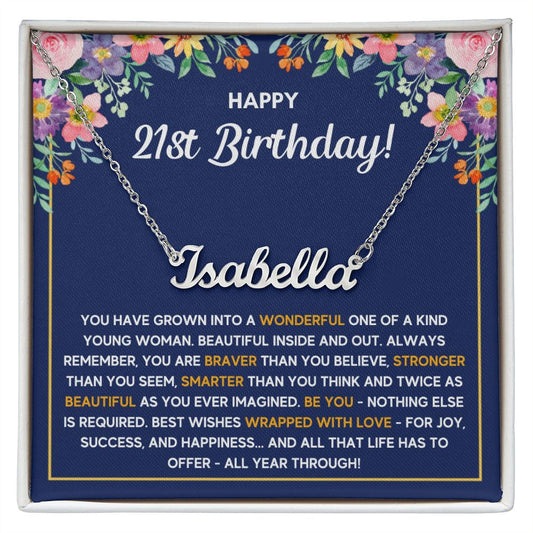 21ST BIRTHDAY WRAPPED CUSTOM NAME NECKLACE