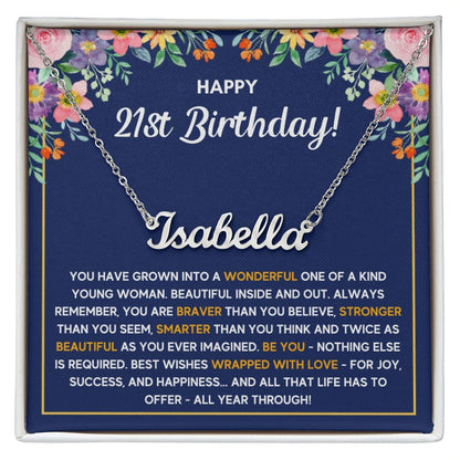21ST BIRTHDAY WRAPPED CUSTOM NAME NECKLACE