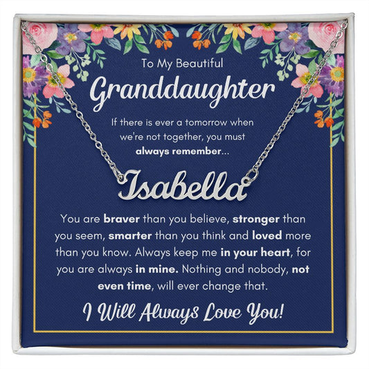 TO MY GRANDDAUGHTER BRAVER NAME NECKLACE GIFT SET