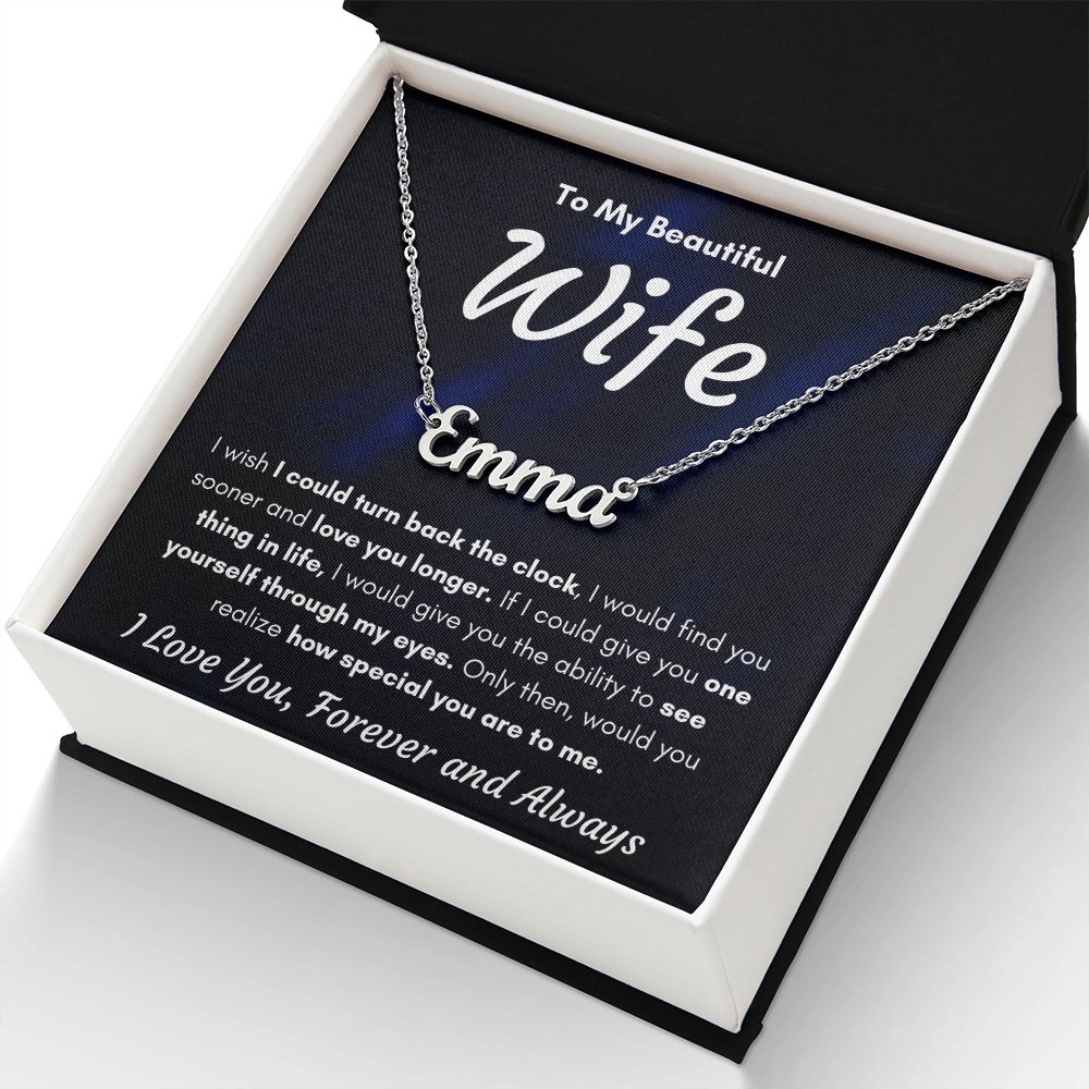 TO MY WIFE SOONER NAME NECKLACE GIFT SET