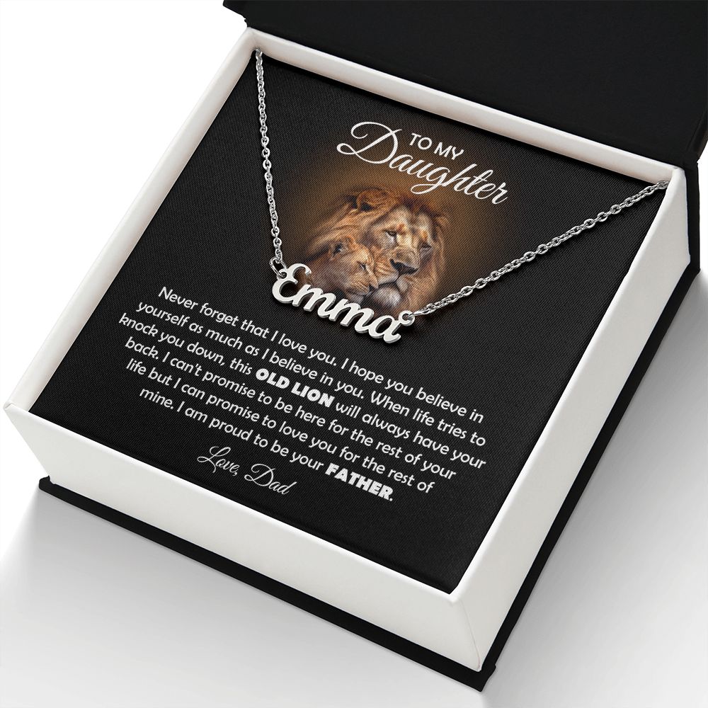 TO MY DAUGHTER OLD LION NAME NECKLACE GIFT SET