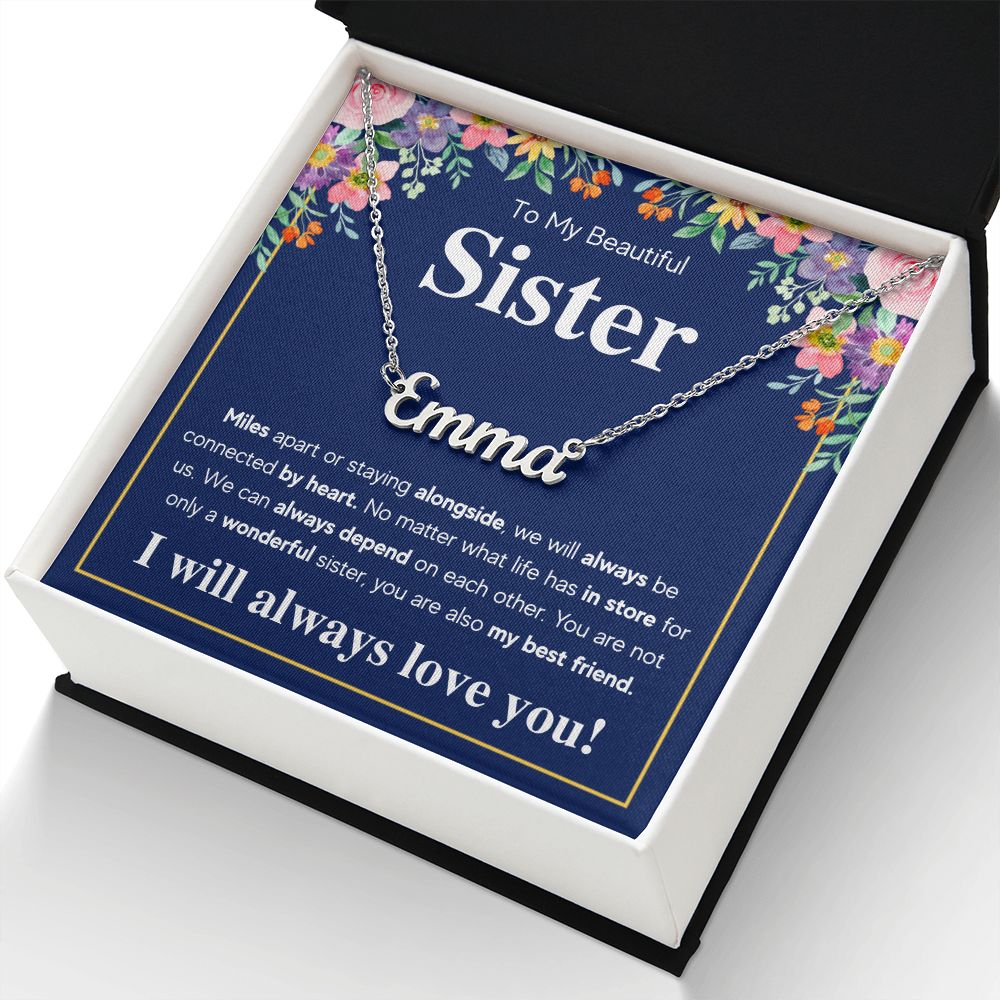 TO MY SISTER CONNECTED NAME NECKLACE GIFT SET