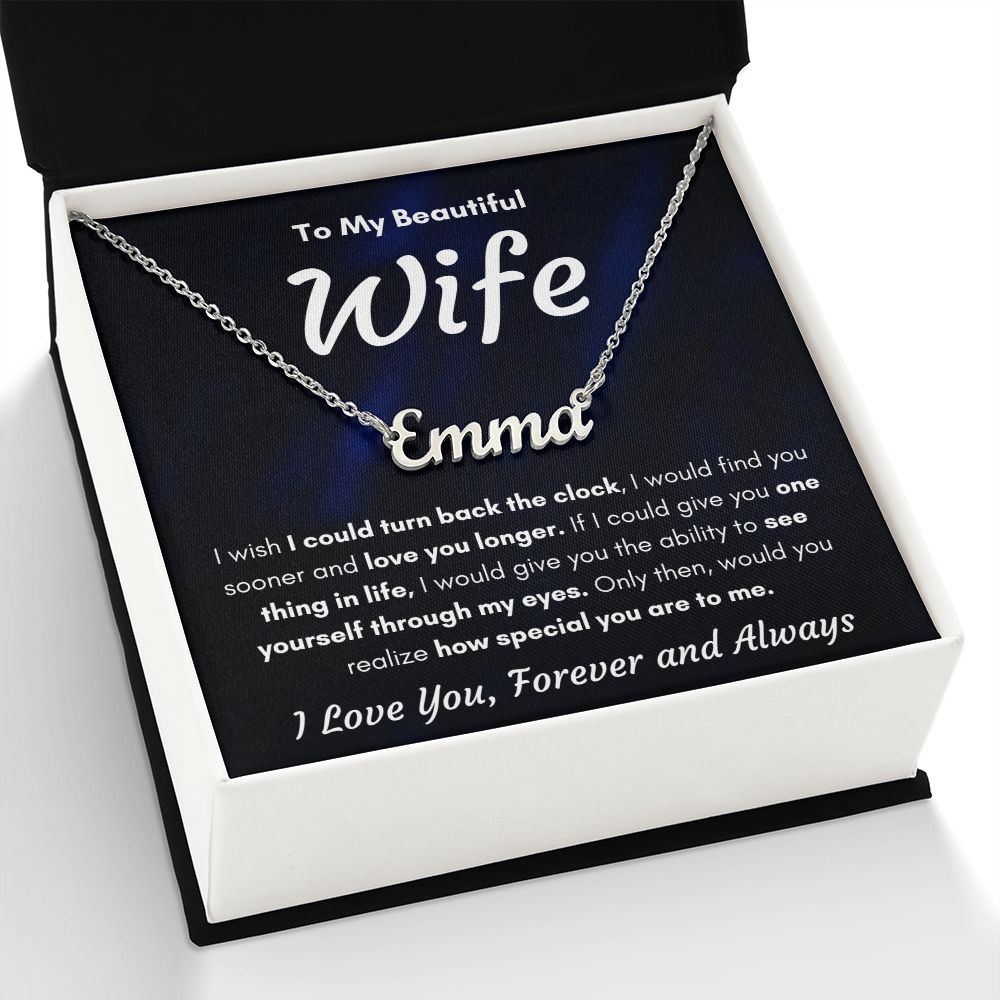 TO MY WIFE SOONER NAME NECKLACE GIFT SET