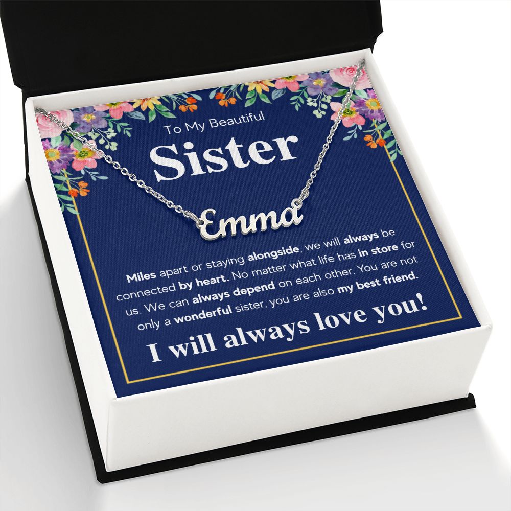 TO MY SISTER CONNECTED NAME NECKLACE GIFT SET