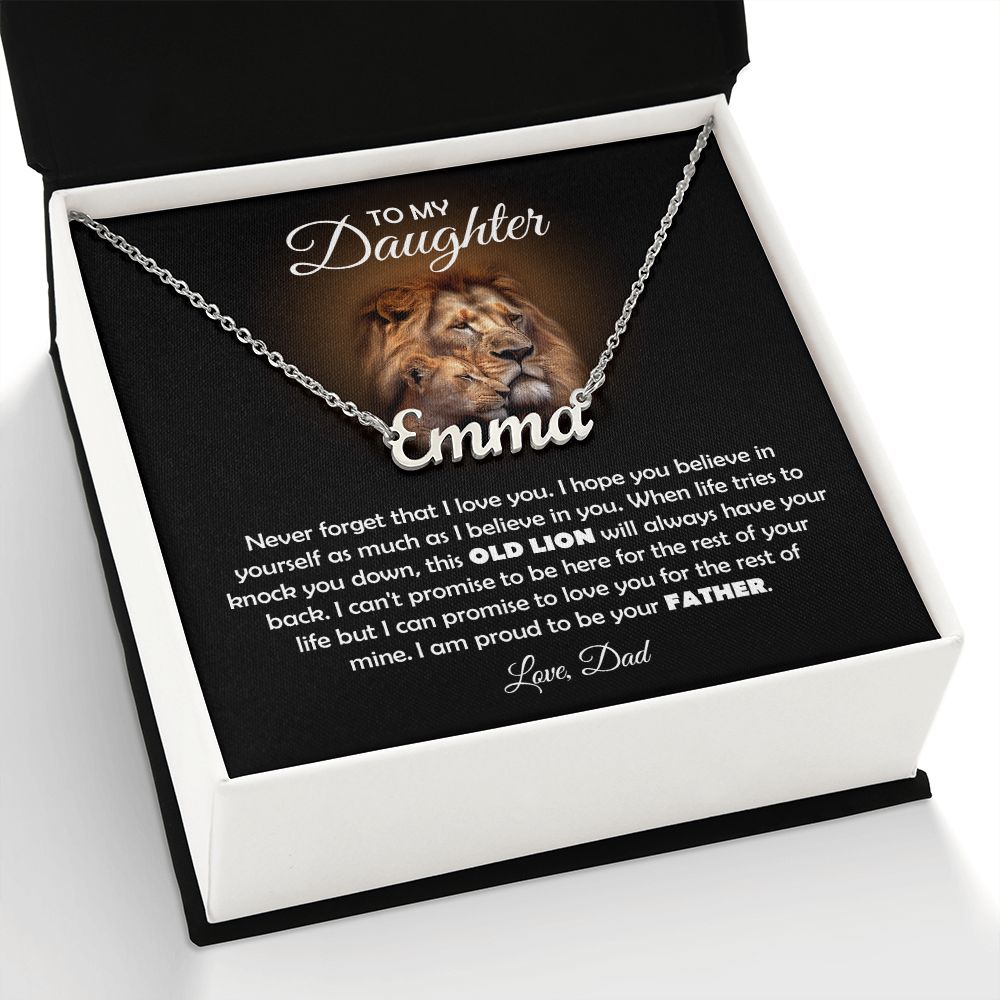 TO MY DAUGHTER OLD LION NAME NECKLACE GIFT SET